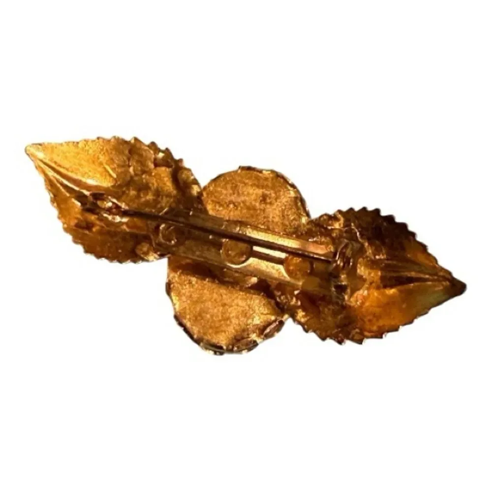 Elegant Gold and Brown Leaf Brooch
